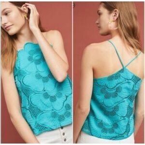 COREY LYNN CALTER Anthropologie XL Giverny Blouse Embroidered Floral Halter‎ Top